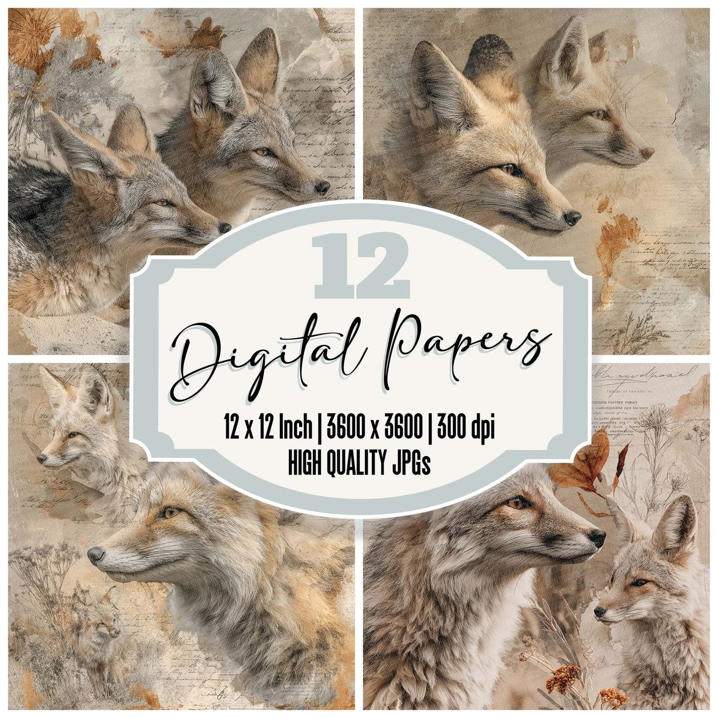 Desert Fox Collage Digital Paper Pack (DDD001451)