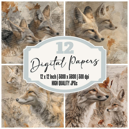 Desert Fox Collage Digital Paper Pack (DDD001451)