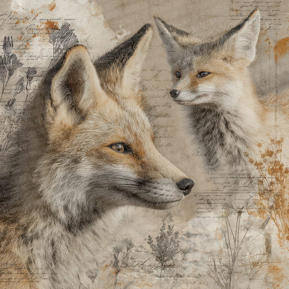 Desert Fox Collage Digital Paper Pack (DDD001451)