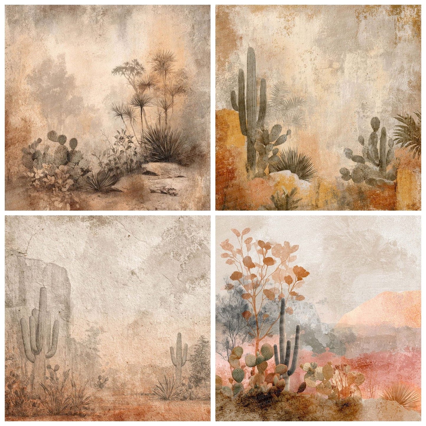 Desert Plant Notes Wash Digital Paper Pack (DDD001455)