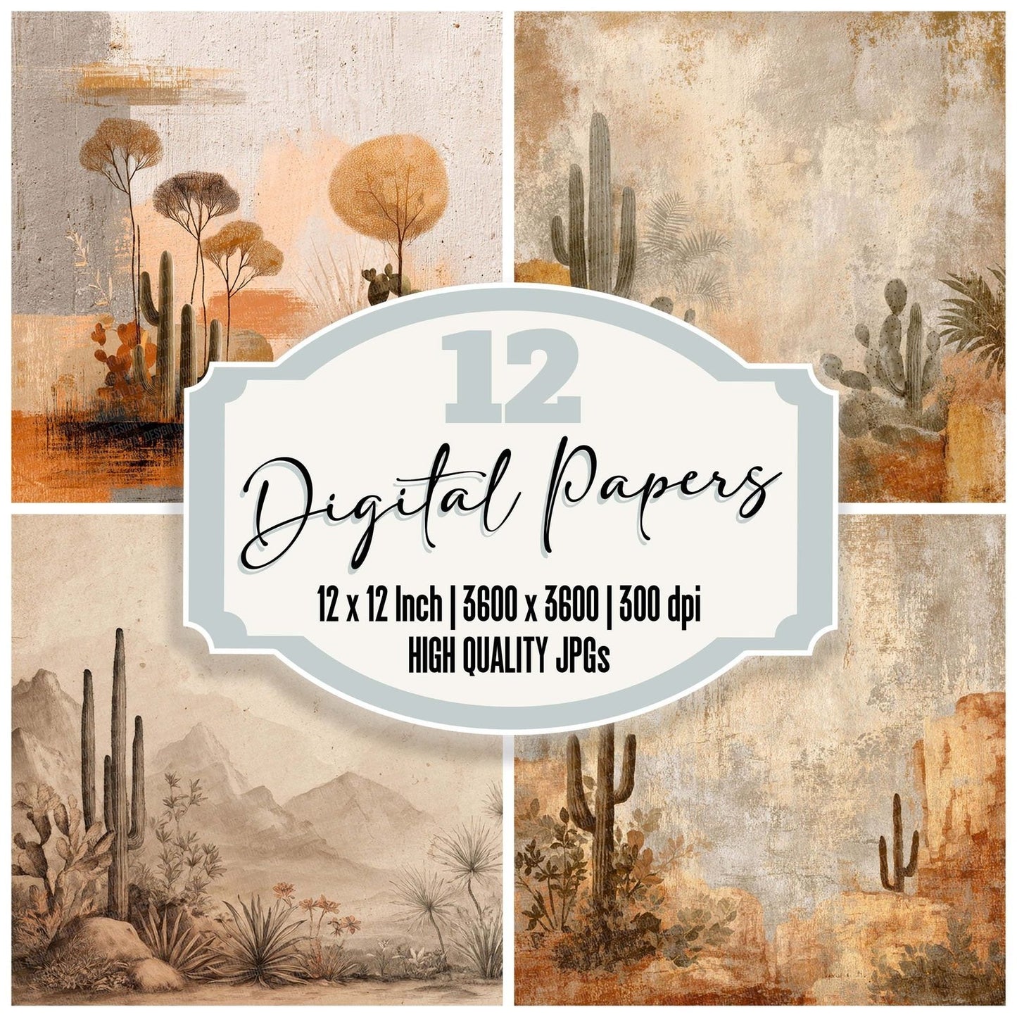 Desert Plant Notes Wash Digital Paper Pack (DDD001455)