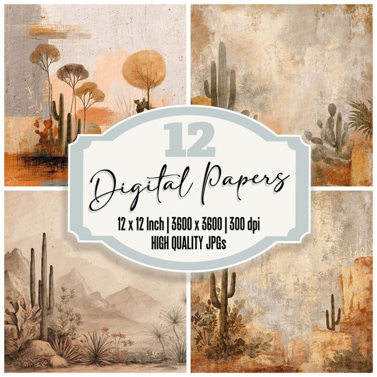 Desert Plant Notes Wash Digital Paper Pack (DDD001455)