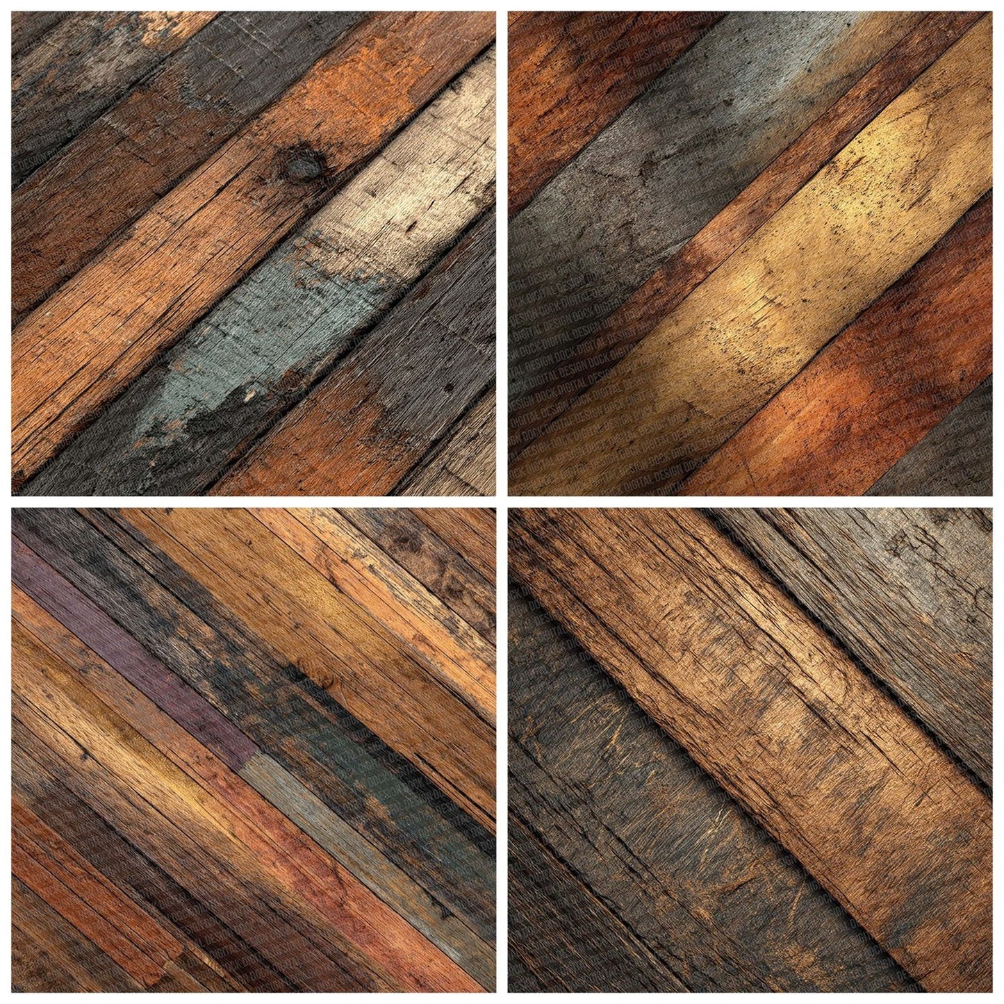 Diagonal Walnut Wood Floor Pattern Digital Paper Pack (DDD001460)