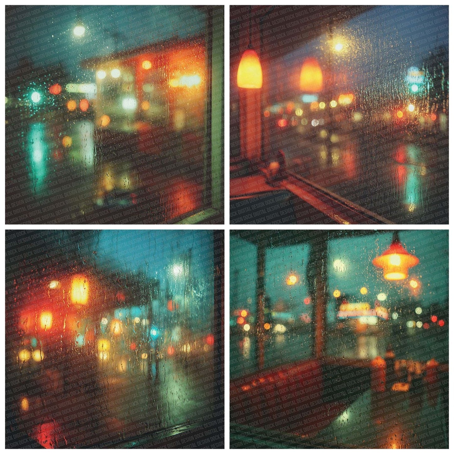 Diner Window Rain Digital Paper Pack (DDD001465)
