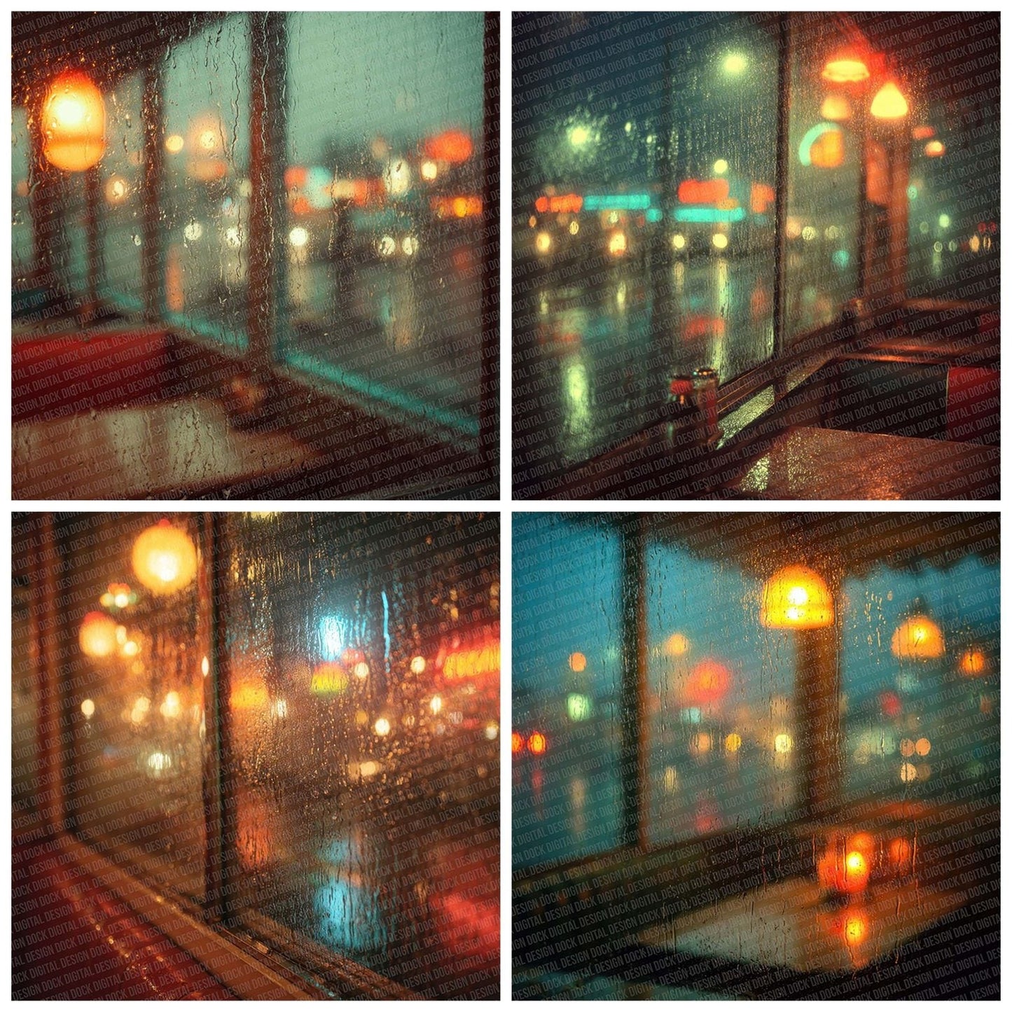 Diner Window Rain Digital Paper Pack (DDD001465)