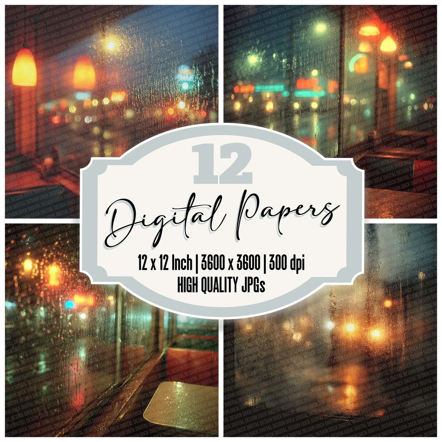 Diner Window Rain Digital Paper Pack (DDD001465)