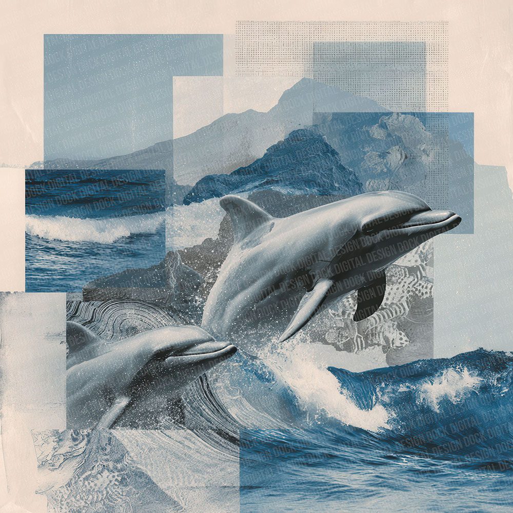 Dolphin Ocean Moodboard Digital Paper Pack (DDD001475)