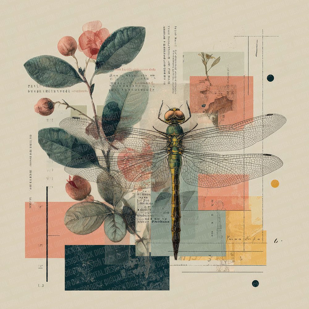 Dragonfly Flora Travel Digital Paper Pack (DDD001481)