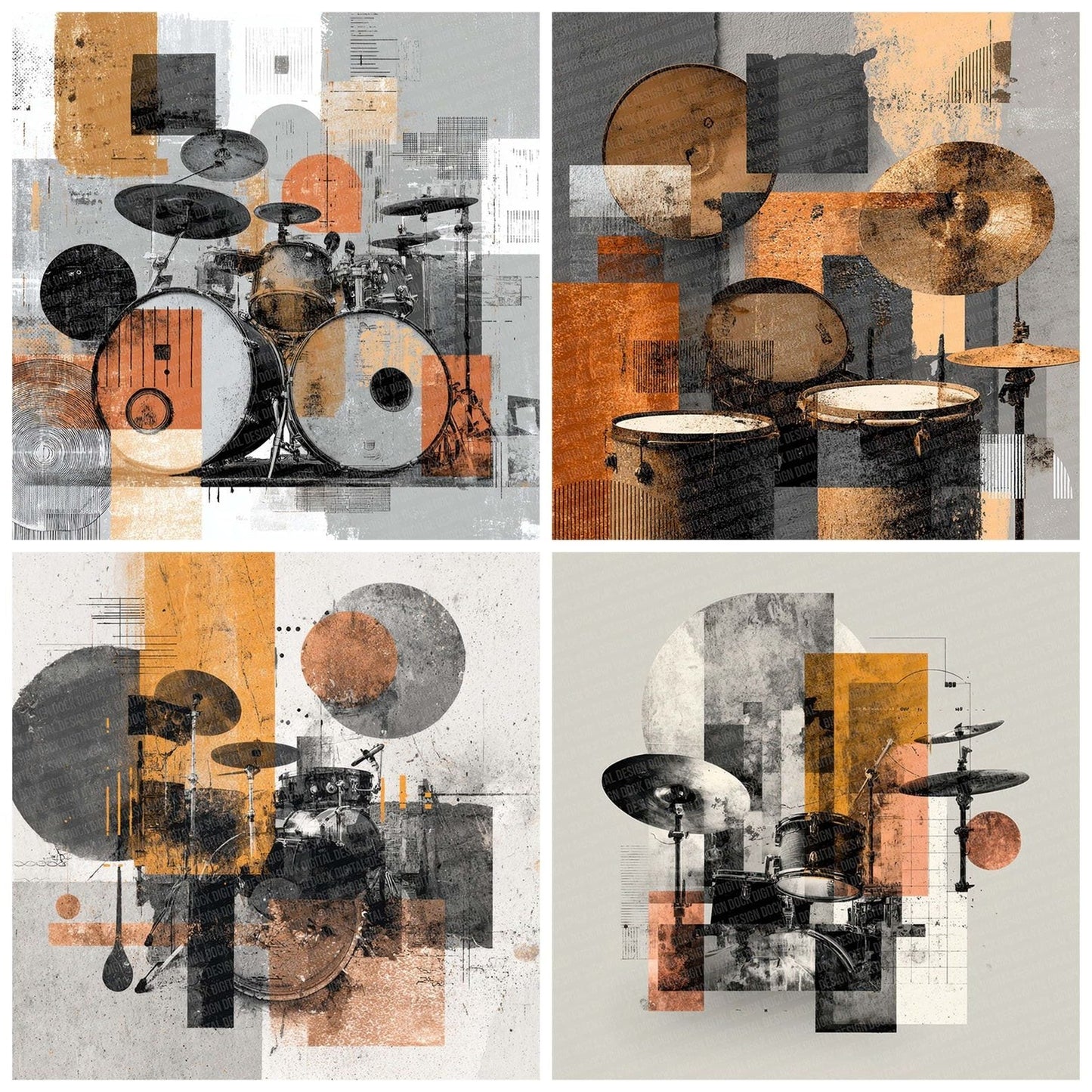 Drum Percussion Moodboard Digital Paper Pack (DDD001509)