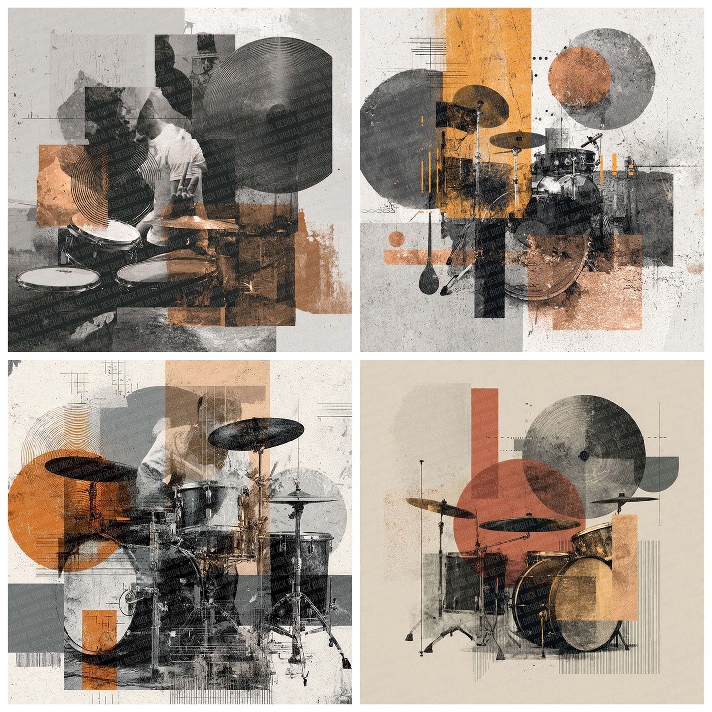 Drum Percussion Moodboard Digital Paper Pack (DDD001509)