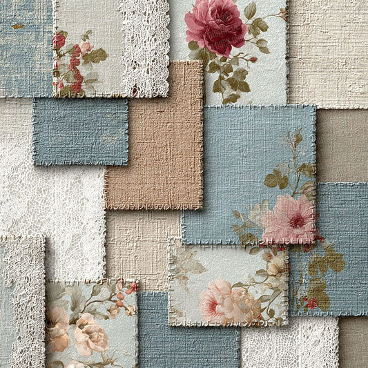 DuckEgg Toile Shabby Patchwork Fabric Digital Paper Pack (DDD001514)