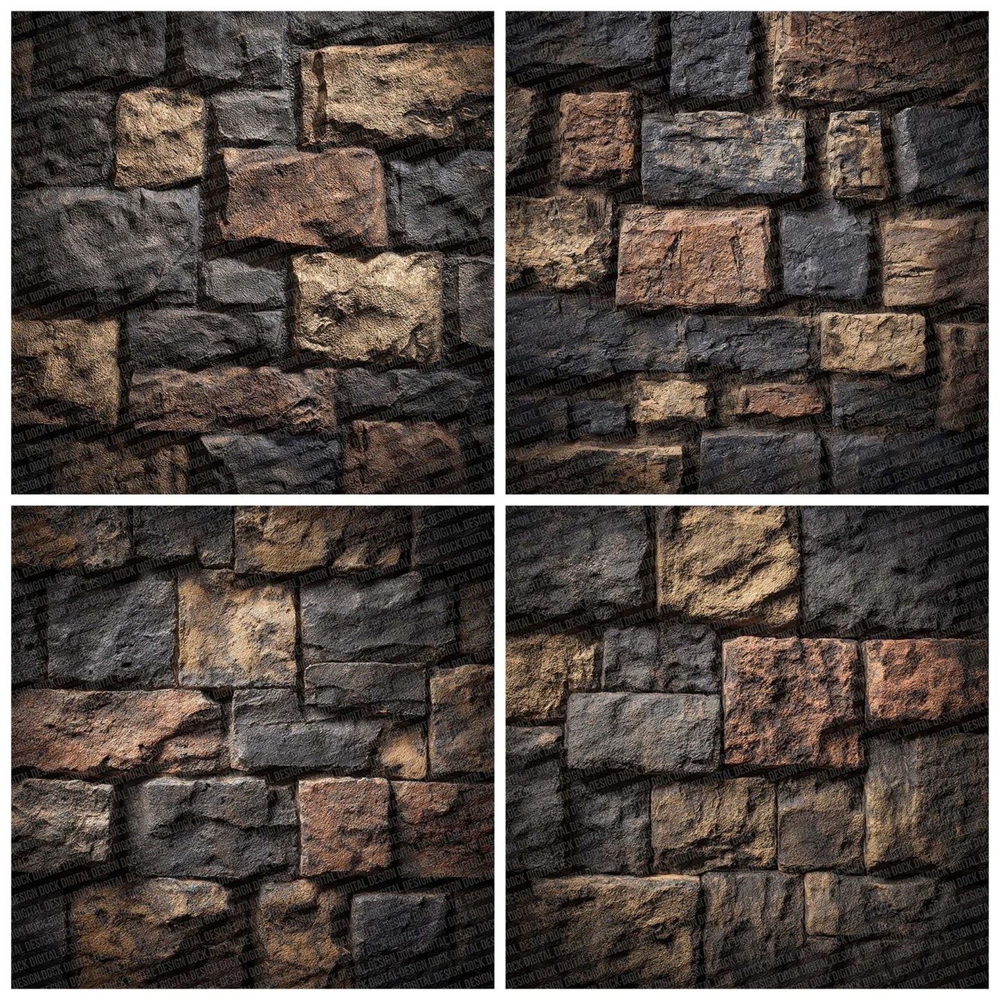 Dungeon Stone Wall Texture Digital Paper Pack (DDD001516)