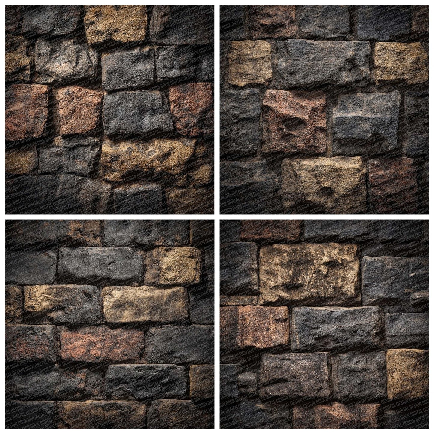 Dungeon Stone Wall Texture Digital Paper Pack (DDD001516)