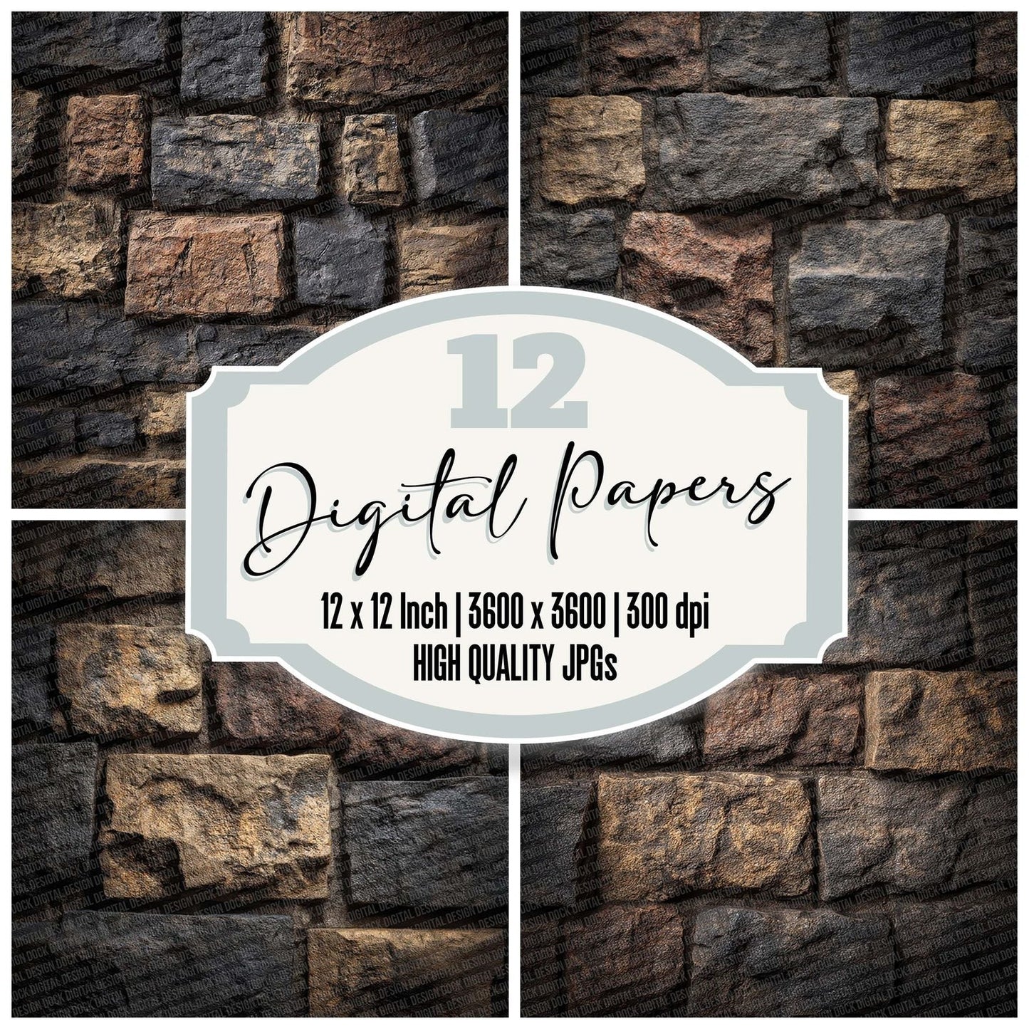 Dungeon Stone Wall Texture Digital Paper Pack (DDD001516)