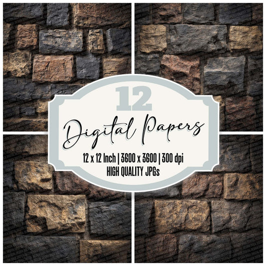 Dungeon Stone Wall Texture Digital Paper Pack (DDD001516)