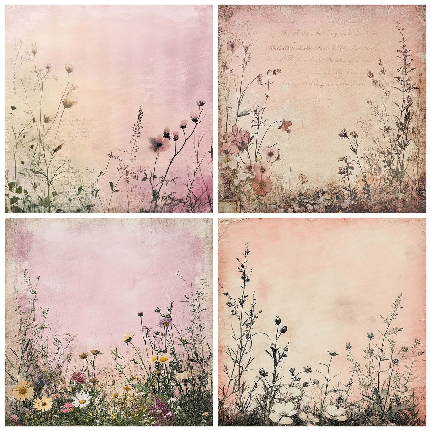 Dusty Pink Flower Frame Digital Paper Pack (DDD001528)