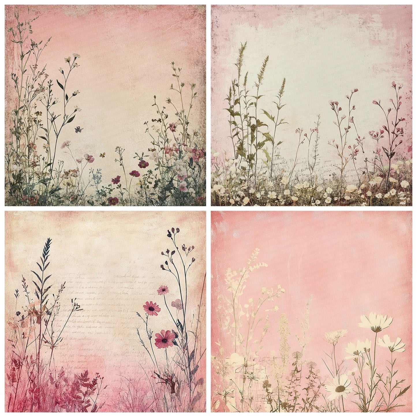 Dusty Pink Flower Frame Digital Paper Pack (DDD001528)