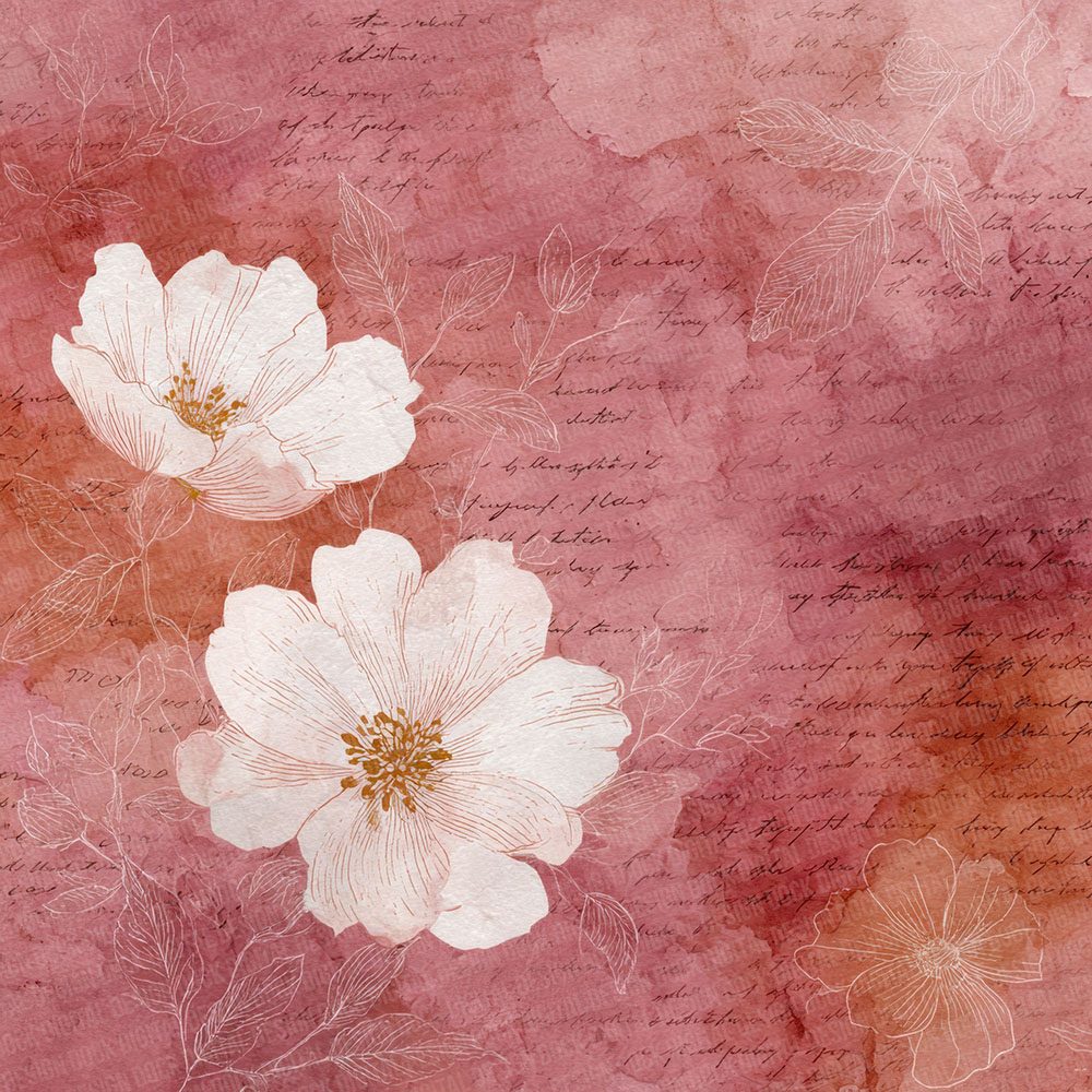 Dusty Rose Watercolour Wash Floral Digital Paper Pack (DDD001532)