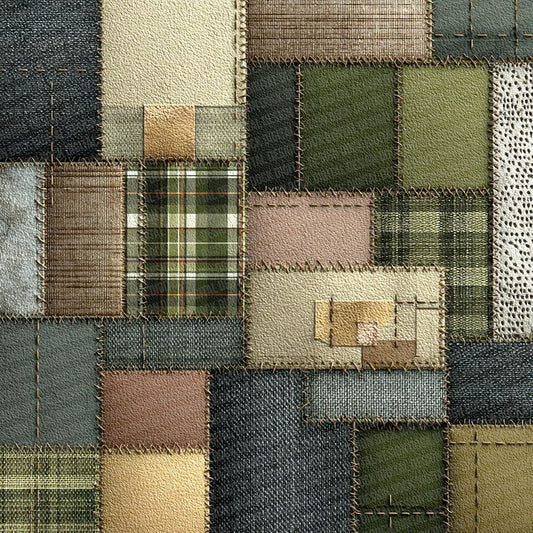 Earth Tartan Lace Patchwork Fabric Digital Paper Pack (DDD001540)