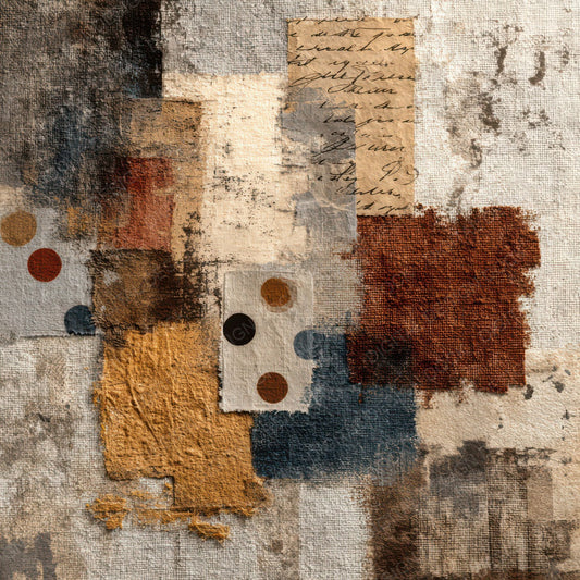 Earth Tone Fabric Collage Background Digital Paper Pack (DDD007831)