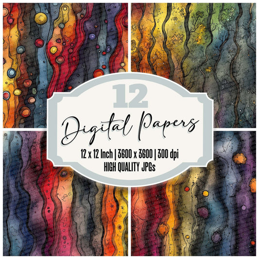 Earthy Stripe Glow Digital Paper Pack (DDD001542)