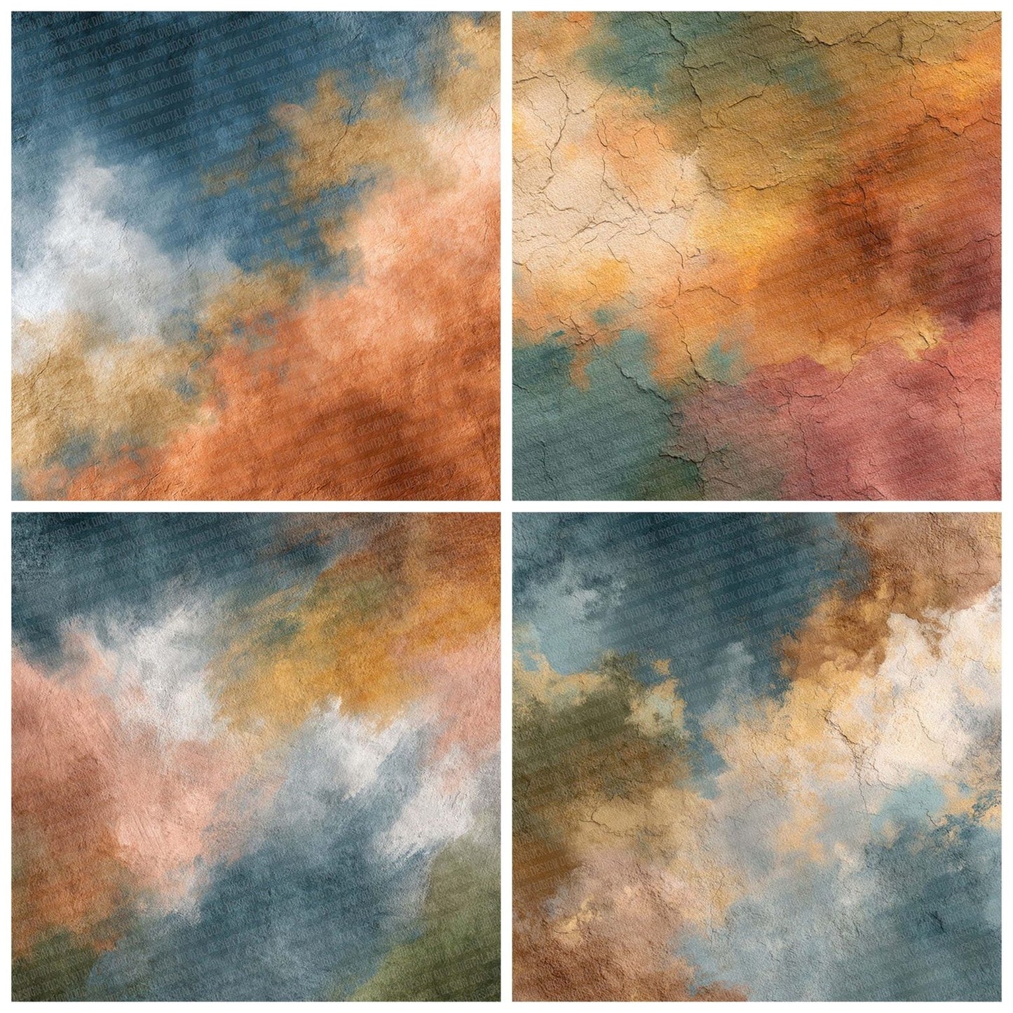 Earthy Watercolour Wash Rainbow Digital Paper Pack (DDD001544)