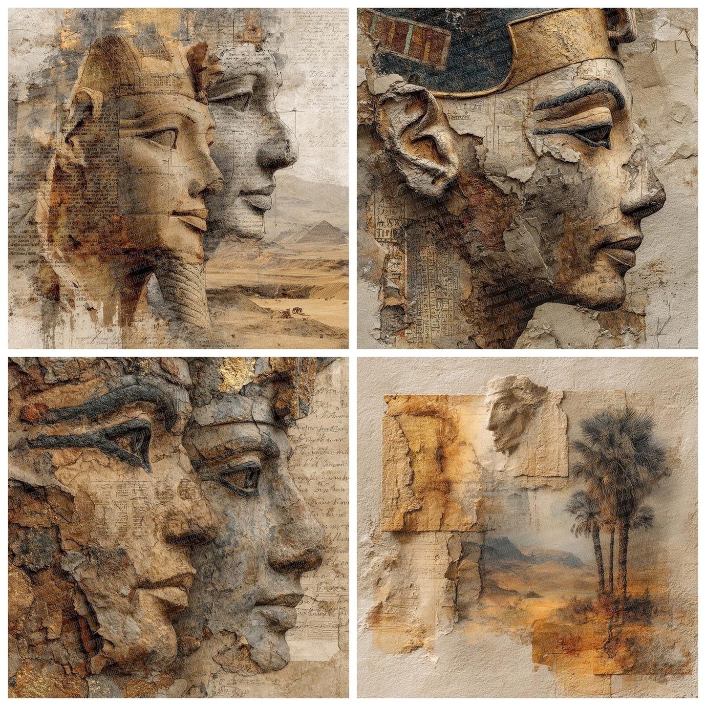 Egyptian Relic Collage Digital Paper Pack (DDD001548)