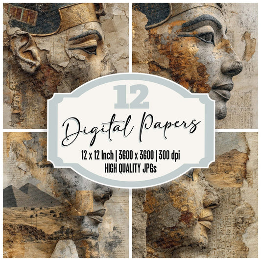 Egyptian Relic Collage Digital Paper Pack (DDD001548)