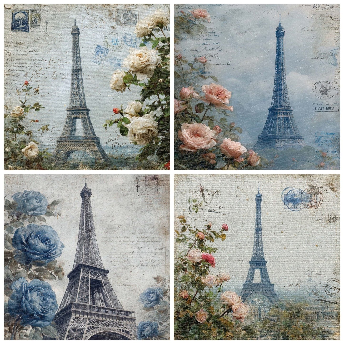 Eiffel Postcard Bloom Digital Paper Pack (DDD007645)