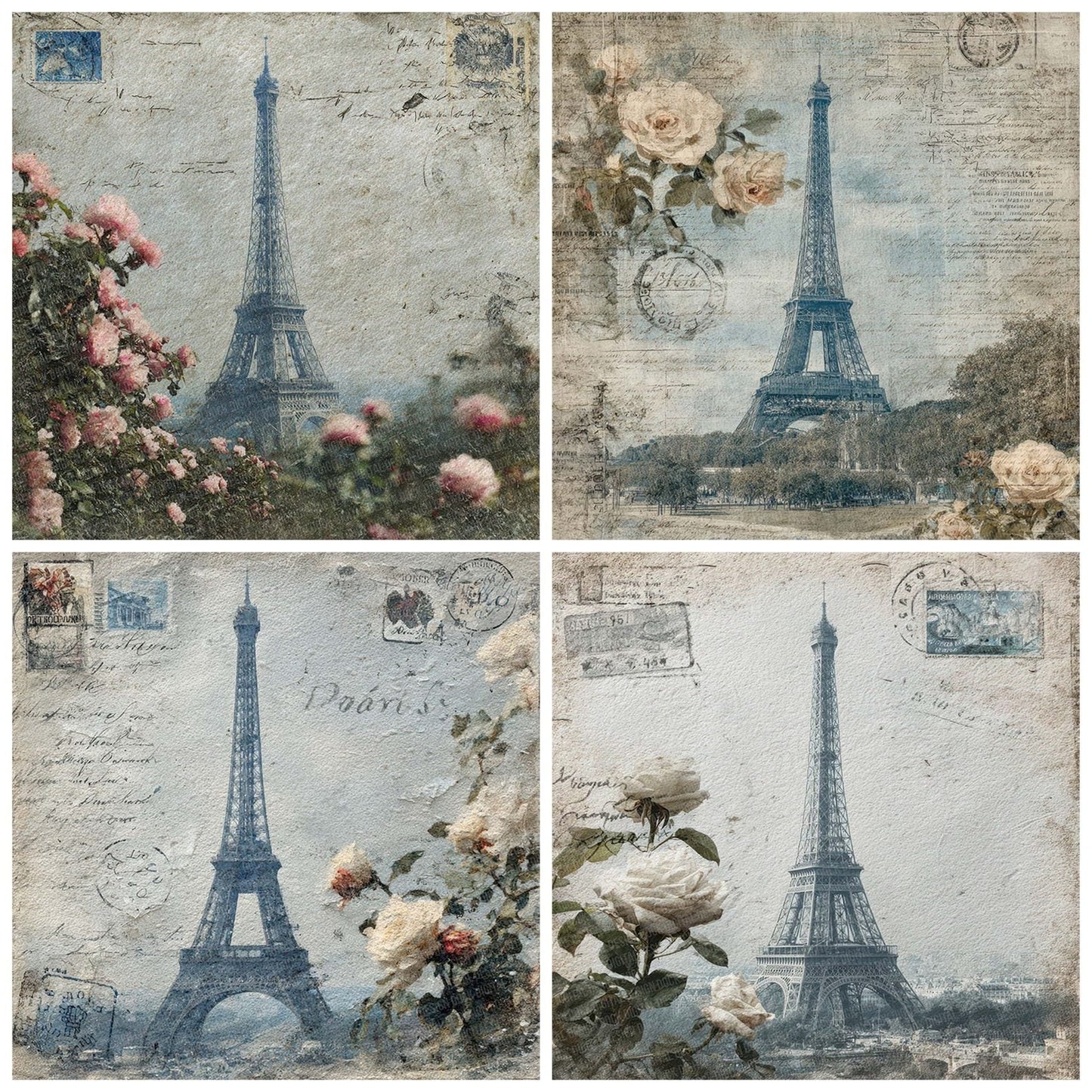 Eiffel Postcard Bloom Digital Paper Pack (DDD007645)
