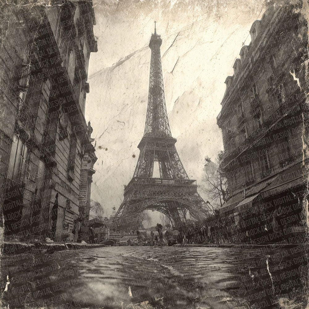 Eiffel Tower Damaged Photo Digital Paper Pack (DDD001549)