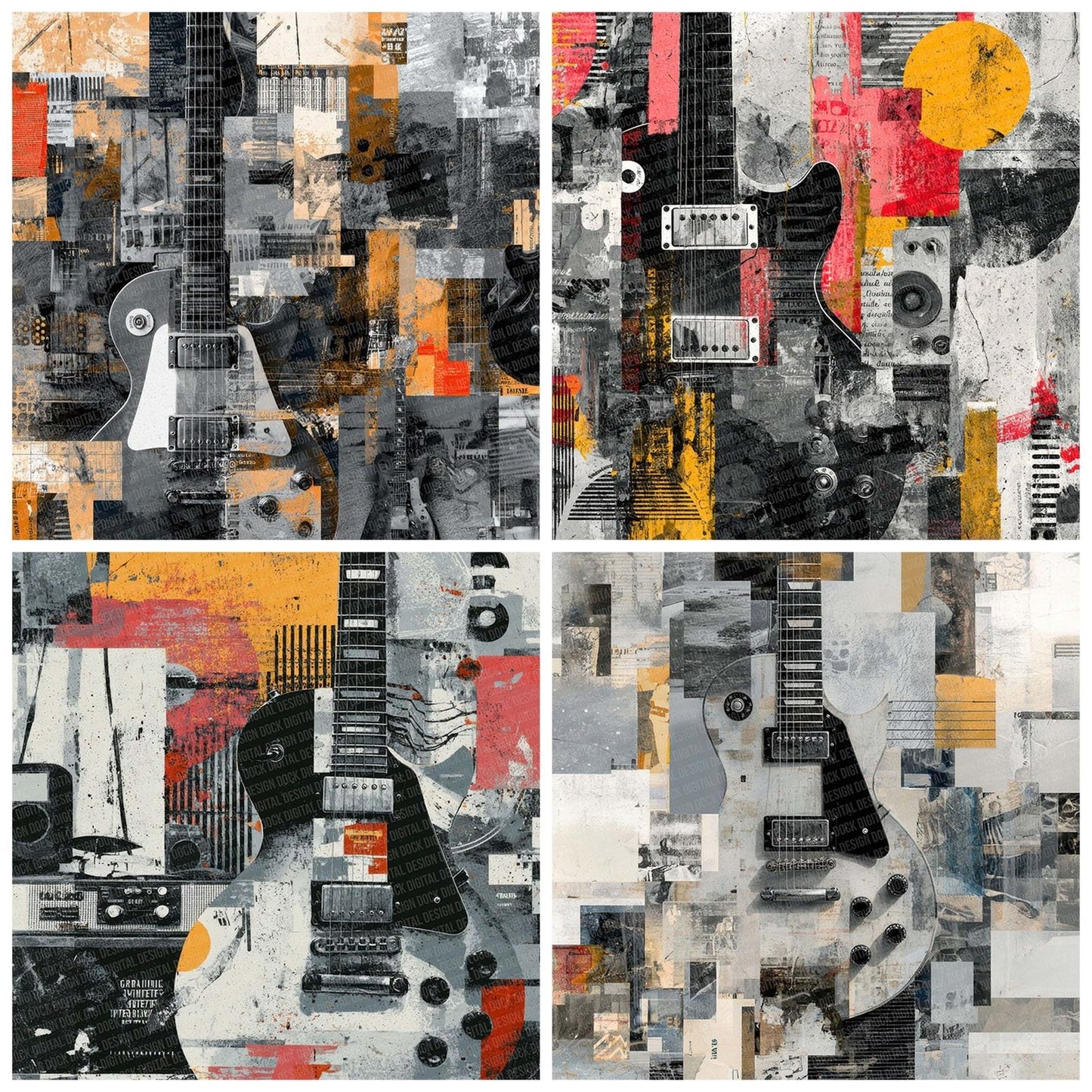 Electric Guitar Moodboard Digital Paper Pack (DDD001551)