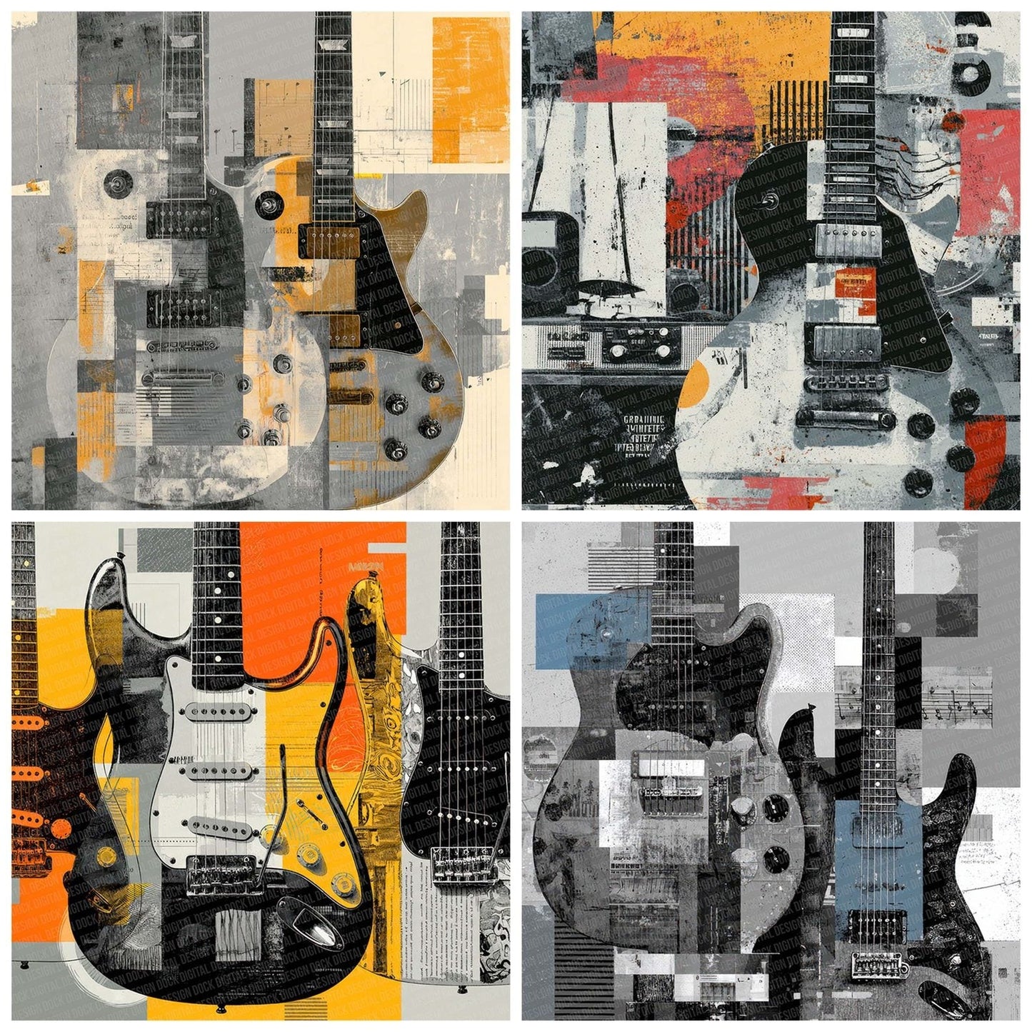 Electric Guitar Moodboard Digital Paper Pack (DDD001551)