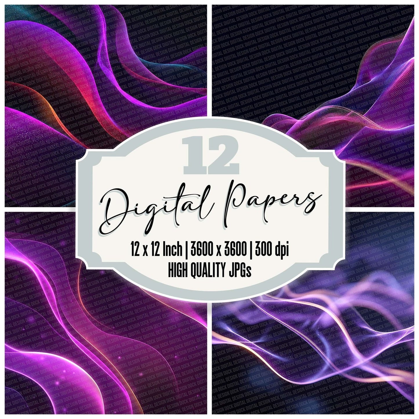 Electric Purple Flow Abstract Digital Paper Pack (DDD001552)