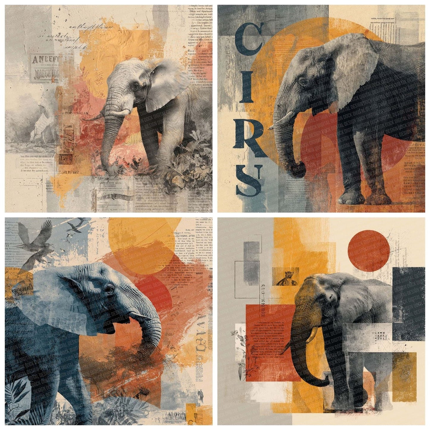 Elephant Circus Journal Digital Paper Pack (DDD001554)
