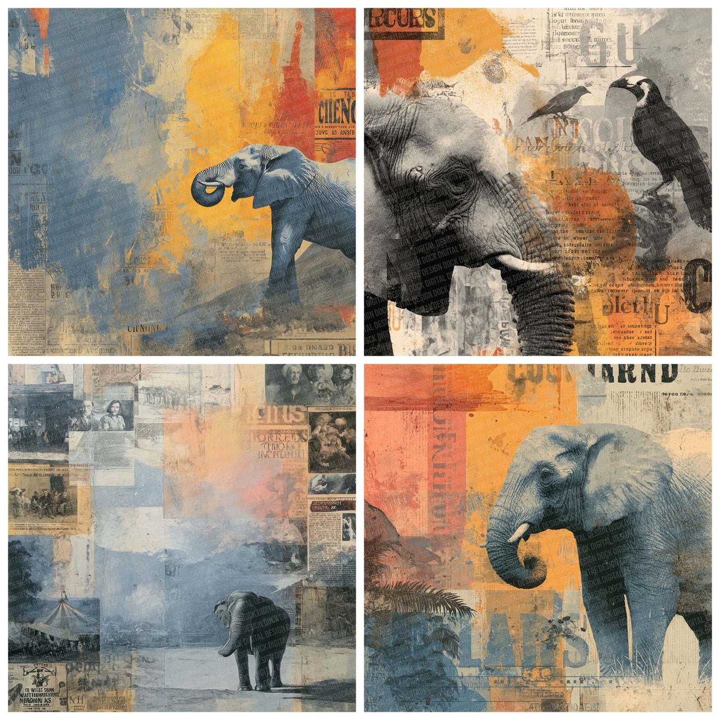 Elephant Circus Journal Digital Paper Pack (DDD001554)