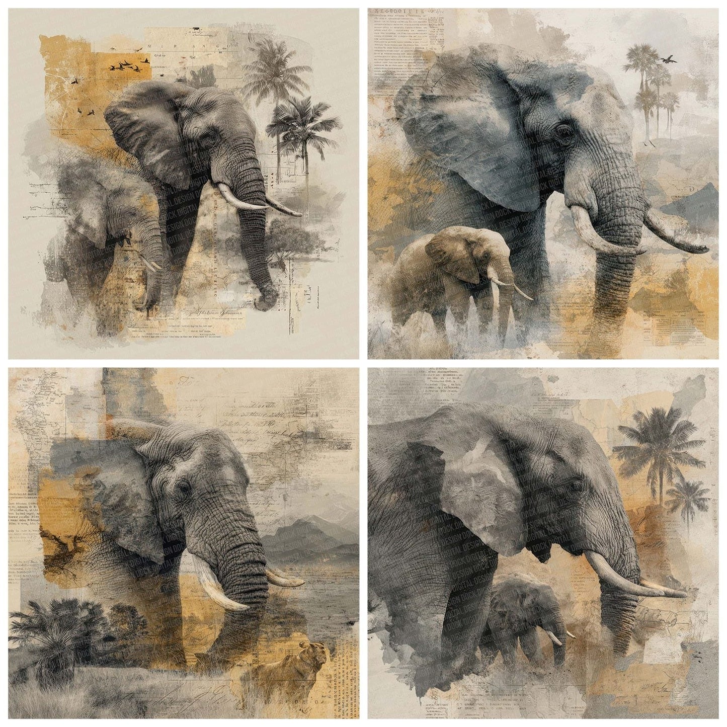 Elephant Safari Paper Digital Paper Pack (DDD001555)