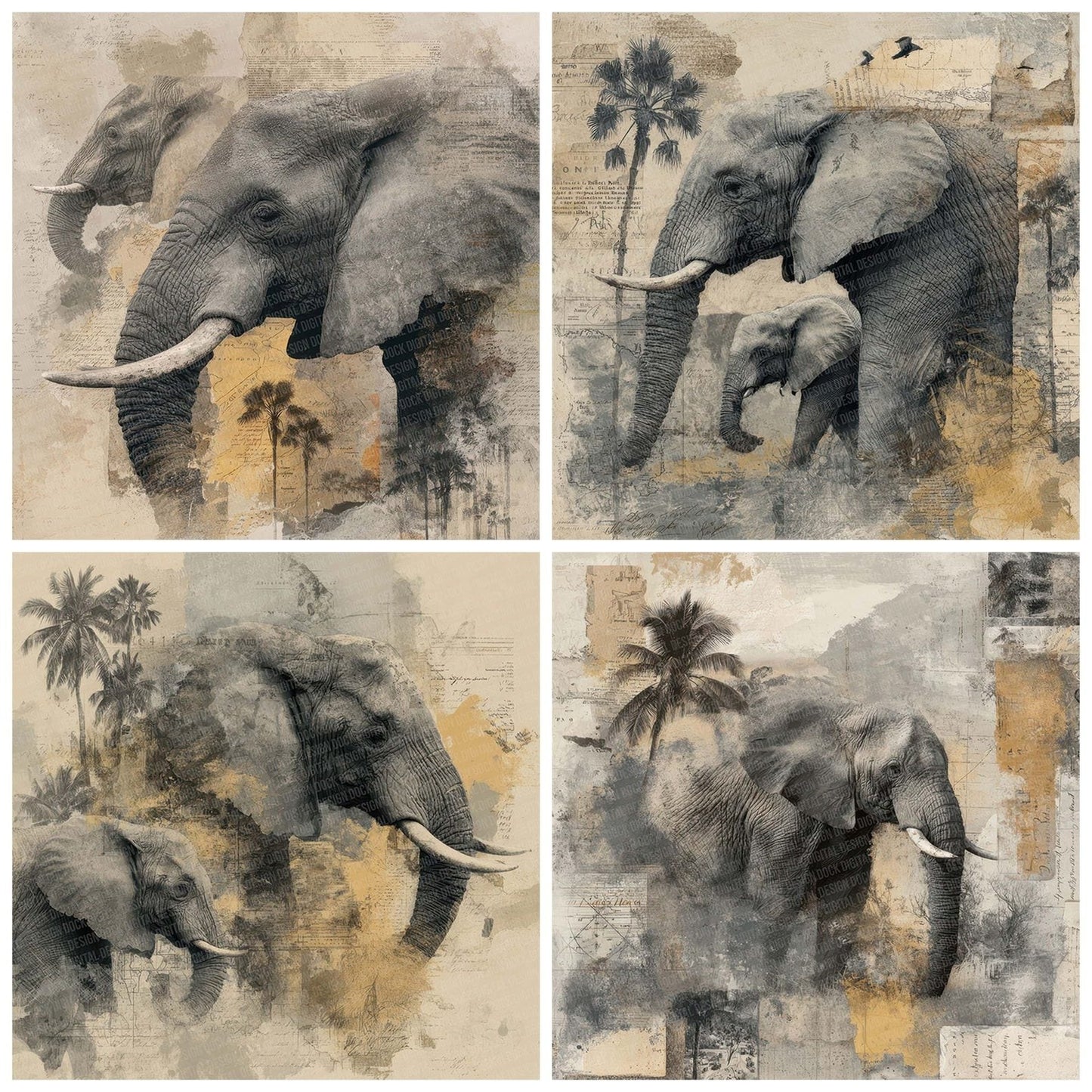 Elephant Safari Paper Digital Paper Pack (DDD001555)