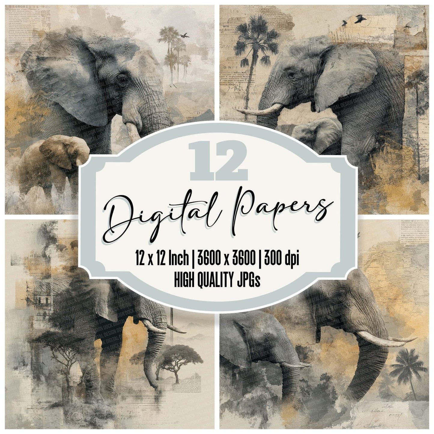 Elephant Safari Paper Digital Paper Pack (DDD001555)