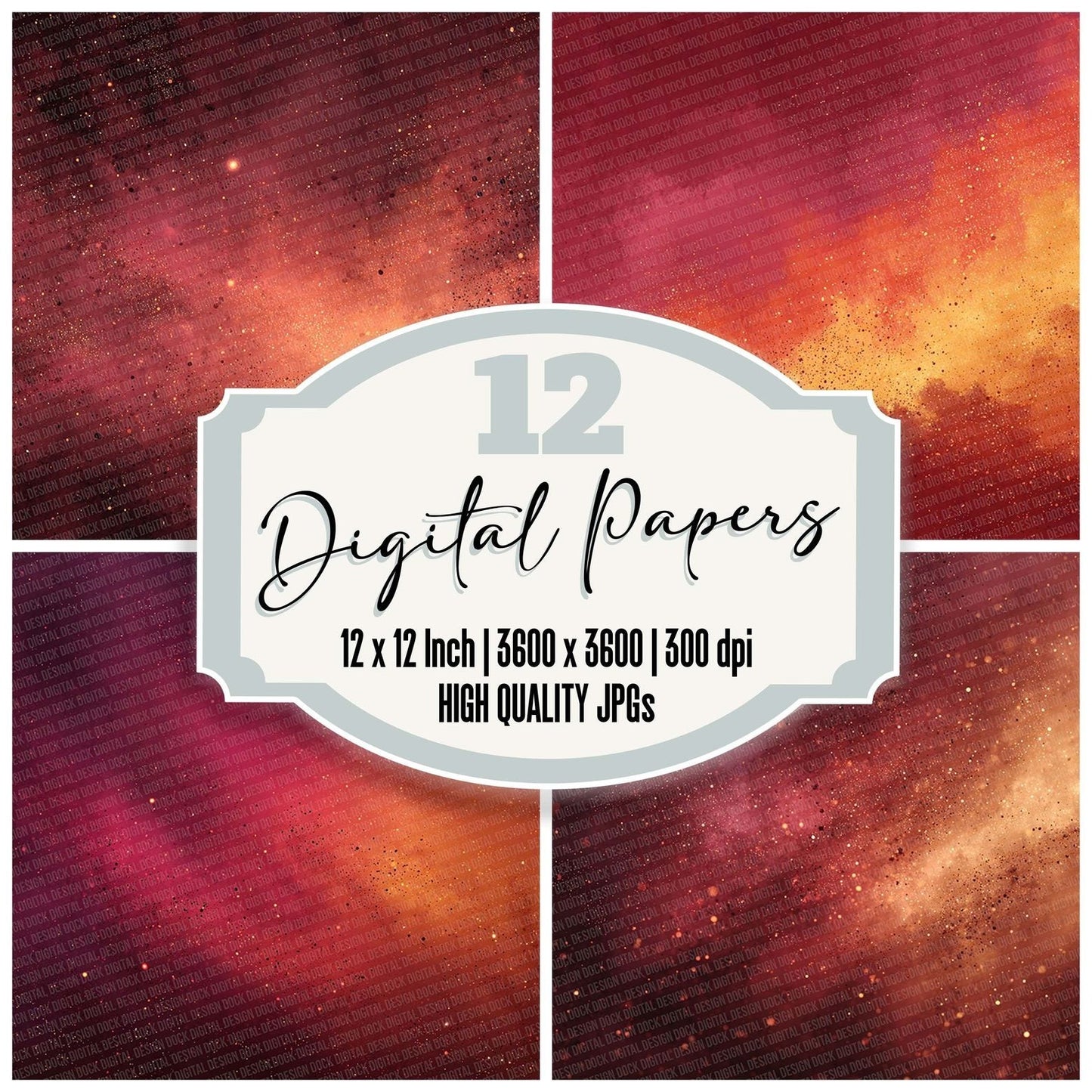 Ember Red Abstract Digital Paper Pack (DDD001559)