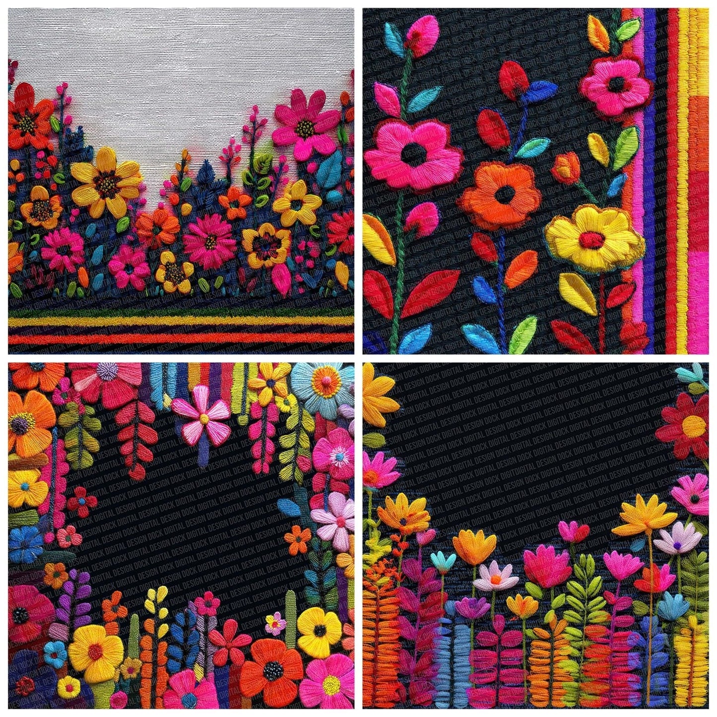 Embroidered Garden Digital Paper Pack (DDD001564)