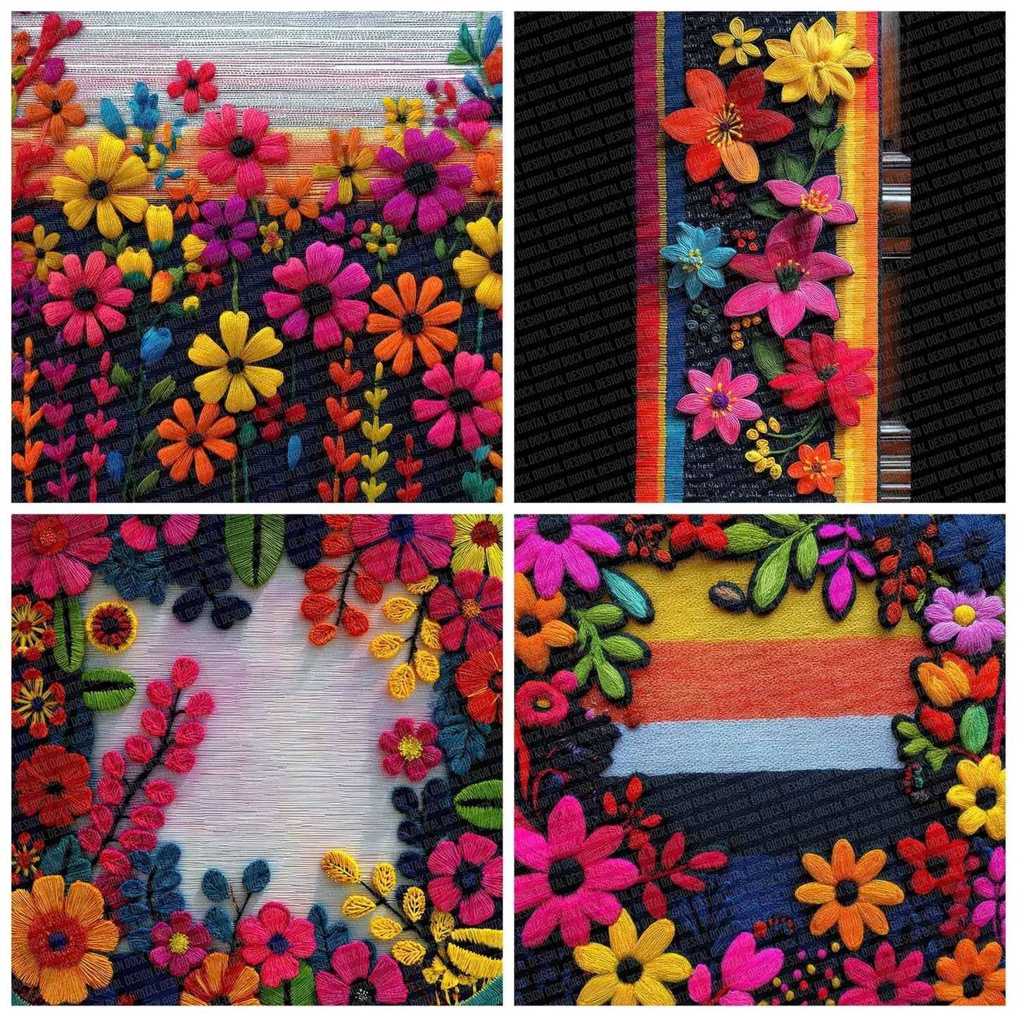 Embroidered Garden Digital Paper Pack (DDD001564)