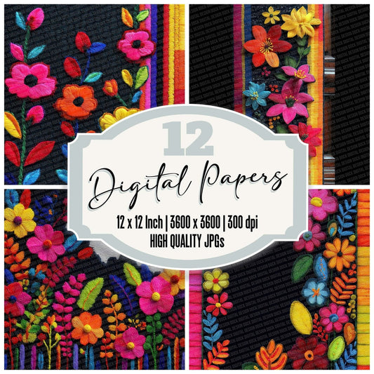 Embroidered Garden Digital Paper Pack (DDD001564)