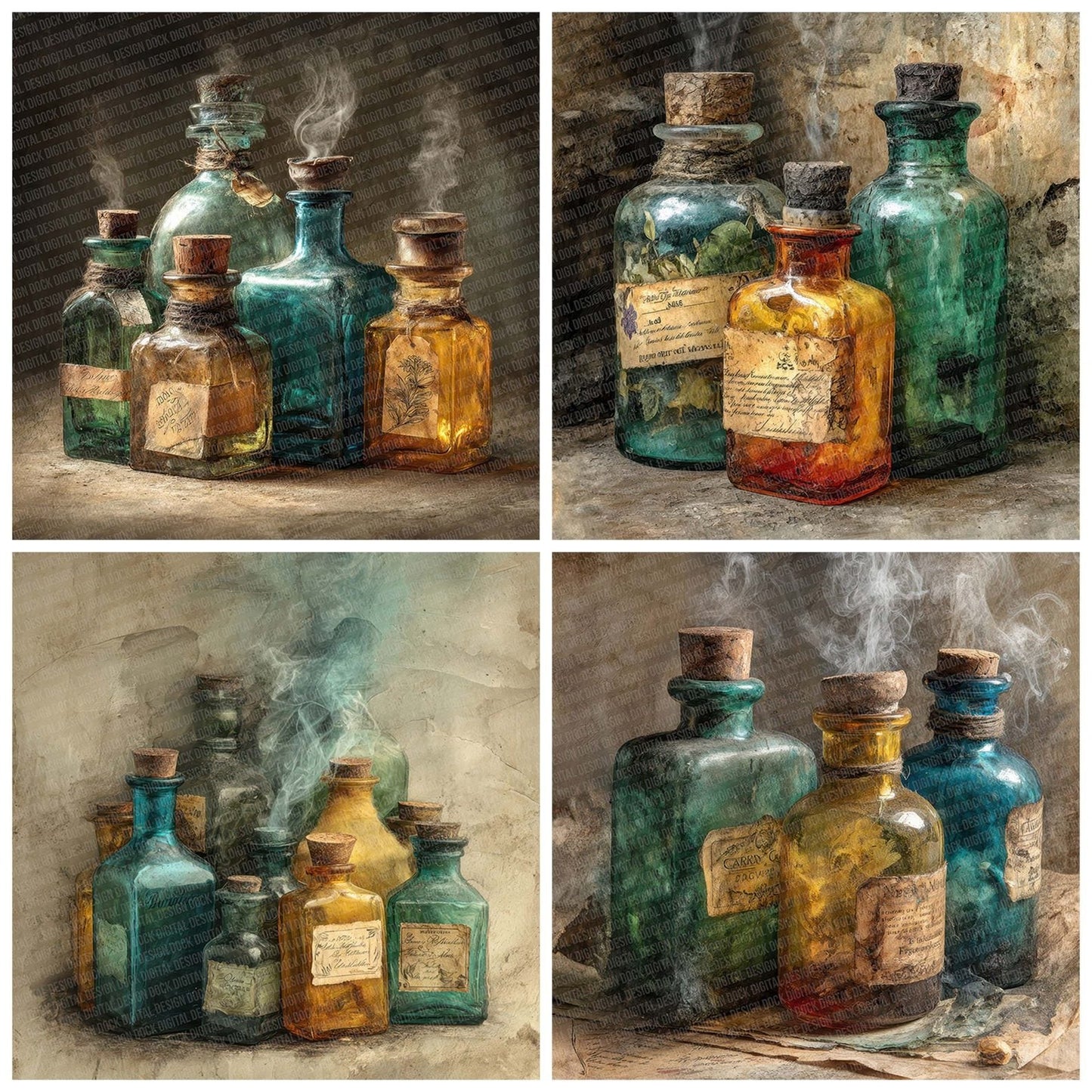 Emerald Amber Potion Digital Paper Pack (DDD007647)