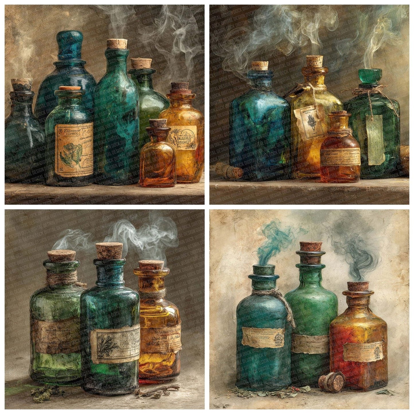 Emerald Amber Potion Digital Paper Pack (DDD007647)
