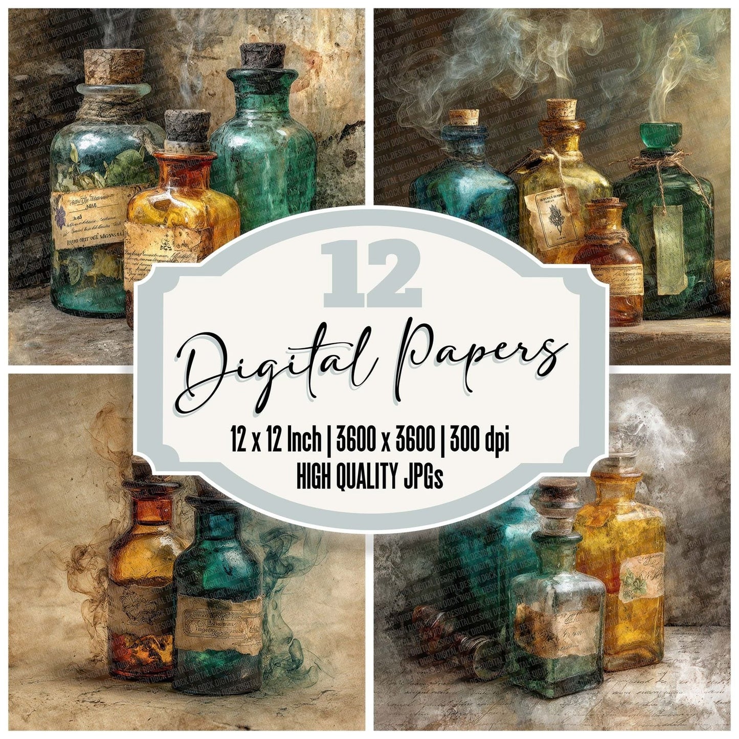 Emerald Amber Potion Digital Paper Pack (DDD007647)