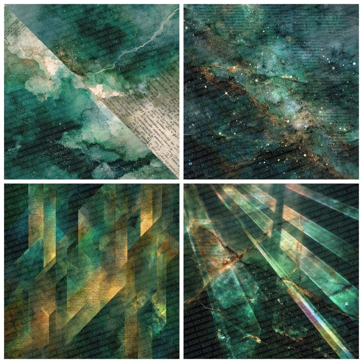 Emerald Prism Marble Digital Paper Pack (DDD001569)