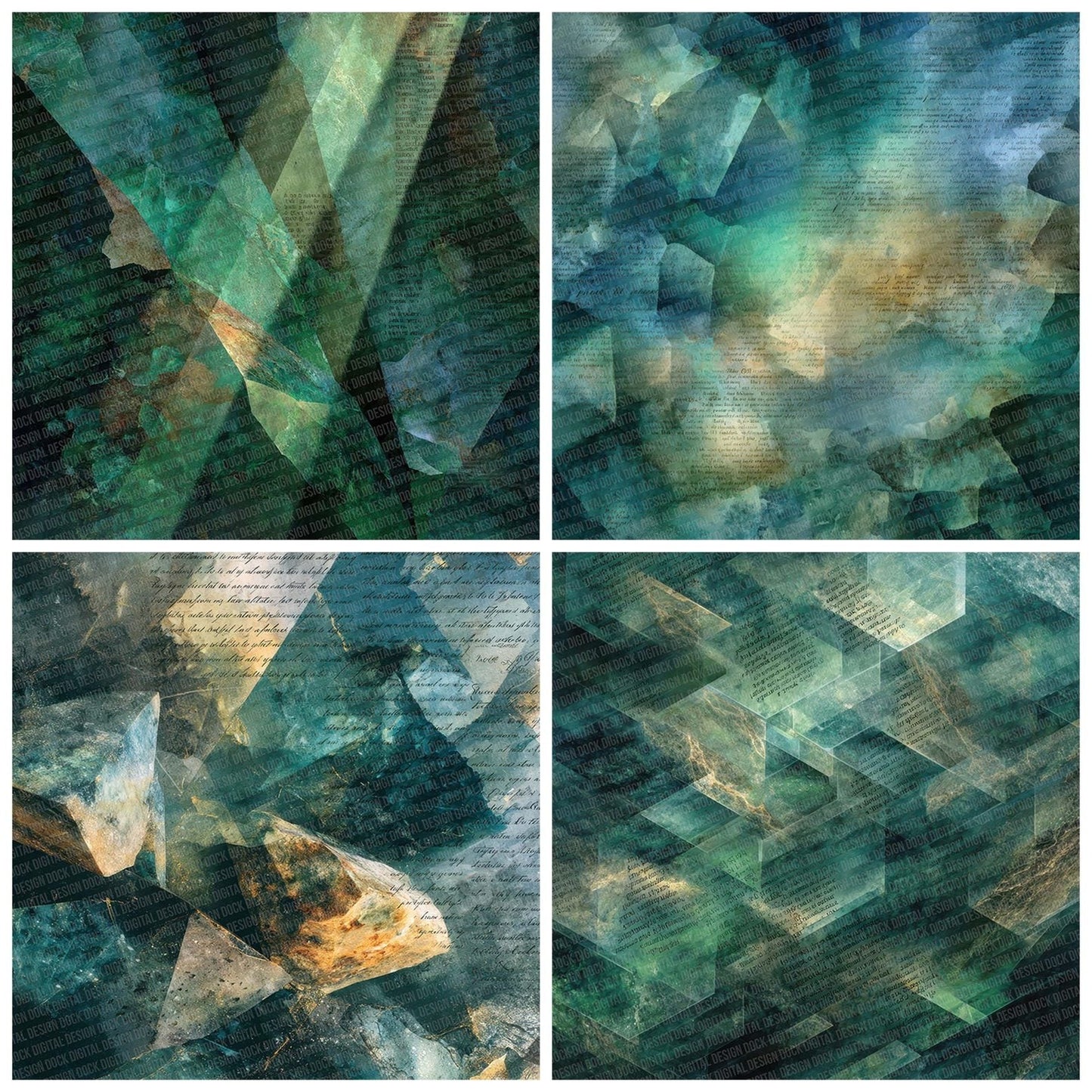 Emerald Prism Marble Digital Paper Pack (DDD001569)