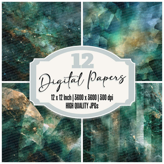 Emerald Prism Marble Digital Paper Pack (DDD001569)