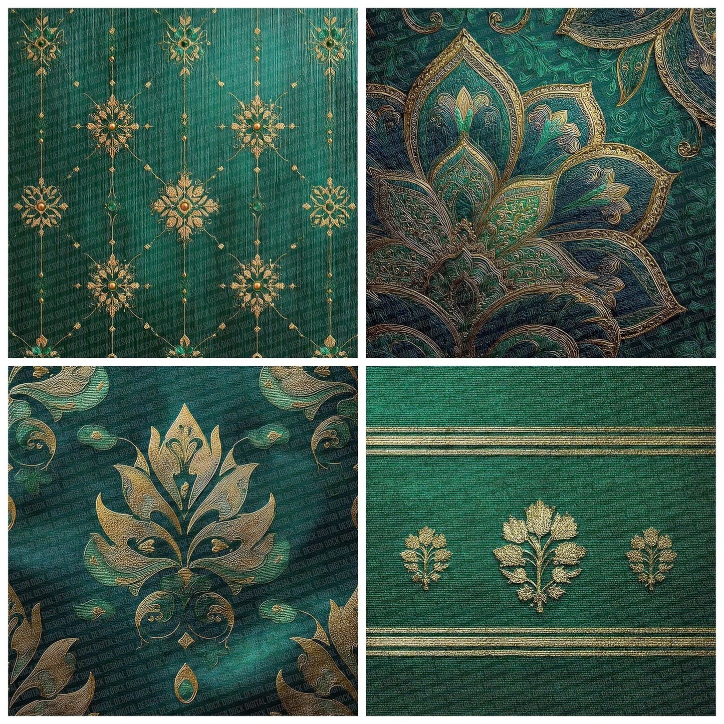 Emerald Silk Motif Digital Paper Pack (DDD001570)